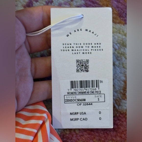 Maaji Serengueti sherbet reversible tie front one piece bathing suit size small - Picture 7 of 7